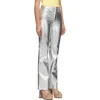 Staud Chisel Metallic Straight Pants In Silver