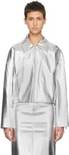 Staud Lennox Metallic Zip Jacket In Slvr Silver