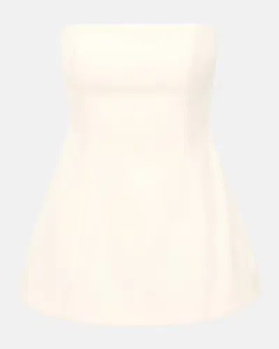 Staud Silvia Strapless Peplum Top In Ecru