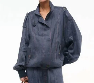 Staud Simone Jacket In Chambray In Blue