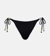 Staud Sisley Bead-embellished Bikini Briefs In Black
