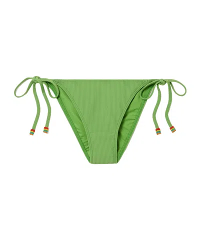 Staud Sisley Beaded Ribbed Bikini Briefs In Green