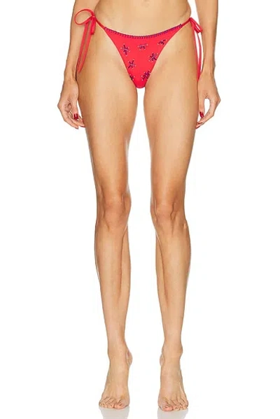Staud Sisley Side Tie Bikini Bottom In Pink