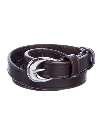 Pre-owned Staud Skinny Leather Belt In Brown