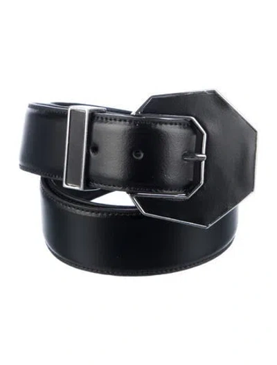 Pre-owned Staud Skinny Leather Waist Belt In Black