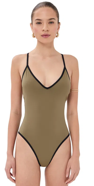 Staud Skya One Piece Thyme/black In Green