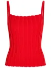 Staud Skye Ribbed Jersey Tank In Red