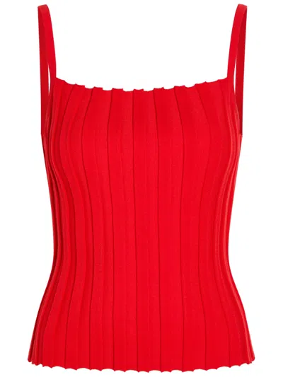 Staud Skye Ribbed-knit Tank In Red