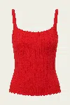 Staud Skye Ribbed Jersey Tank In Red