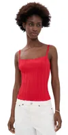 Staud Skye Ribbed Jersey Tank In Red