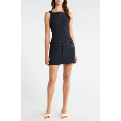 Staud Skyla Drop Waist Minidress In Navy