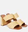 Staud Skylar Leather-trimmed Raffia Sandals In Beige