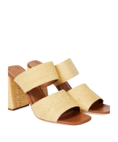 Staud Skylar Raffia And Leather Mules In Multi
