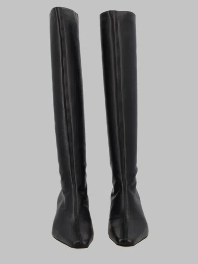 Staud Knee High Pointed Toe Block Heel Boots In Black