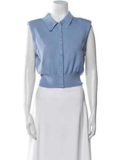 Pre-owned Staud Sleeveless Crop Top In Blue