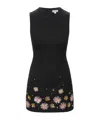 Staud Dahlia Beaded-flower Sleeveless Mini Dress In Black