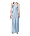 Staud Cadence Beaded Satin Gown In Blue