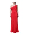 Staud Ashanti One-shoulder Satin Maxi Dress In Red