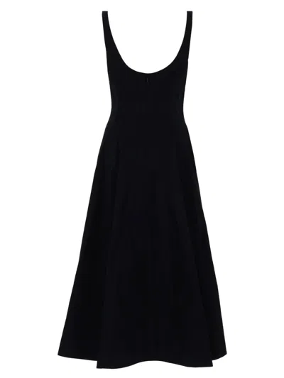 Staud Sleeveless Fit-and-flare Midi Dress In Black