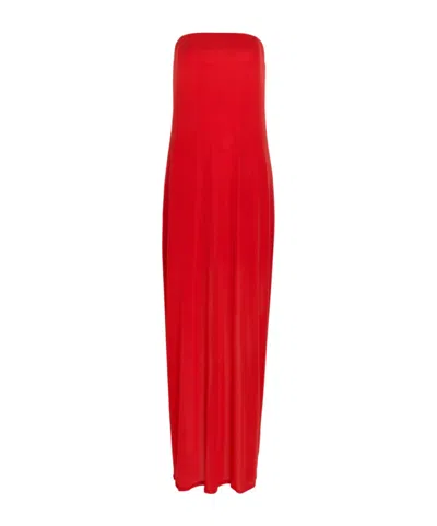 Staud Liliana Strapless Stretch-mesh Maxi Dress In Red