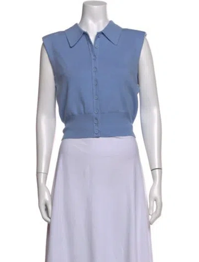 Pre-owned Staud Sleeveless Polo In Blue