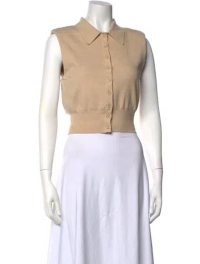 Pre-owned Staud Sleeveless Polo In Brown