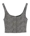 Staud Wells Top In Textured Herringbone In Gray