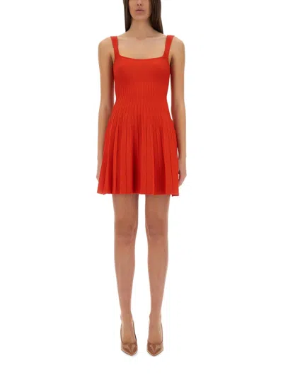 Staud Slim Fit Short Dress In Red