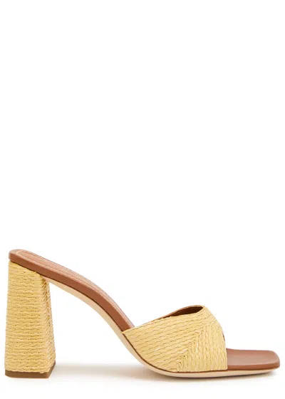 Staud Sloane 95 Raffia Sandals In Brown