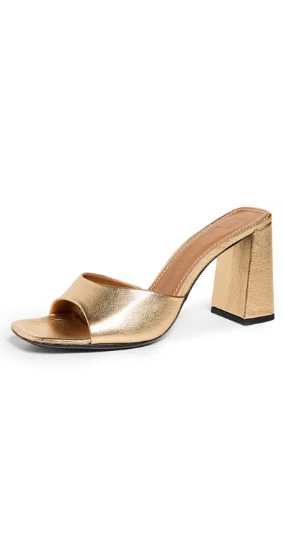 STAUD SLOANE HEEL SANDALS GOLD