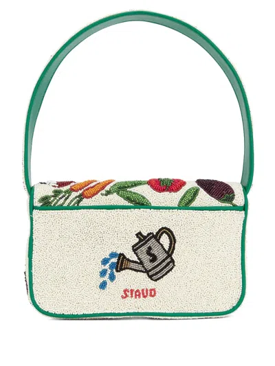 Staud Small Tommy Beaded Shoulder Bag In Neutral
