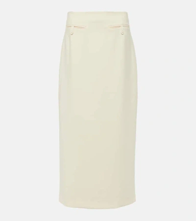 Staud Smith Tailored Midi Column Skirt In Ecru