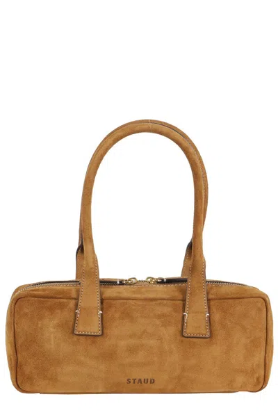 STAUD SMOOTH LEATHER SHOULDER BAG WITH DOUBLE HANDLES