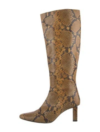 Pre-owned Staud Snakeskin Animal Print Boots In Multi
