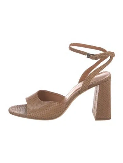 Pre-owned Staud Snakeskin Animal Print Sandals In Brown
