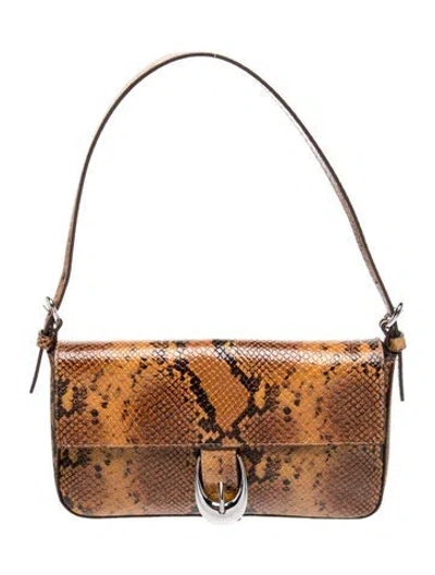 Pre-owned Staud Snakeskin Shoulder Bag In Brown