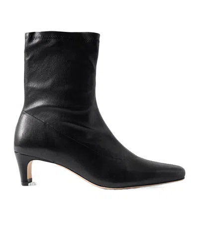 Staud Wally Sock Leather Ankle Boots In Black