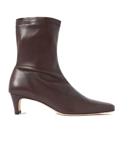 Staud Sock Leather Ankle Boots In Brown