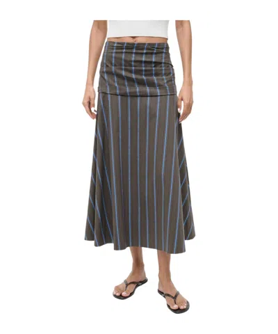 Staud Sol Skirt Huntington Stripe In Gray