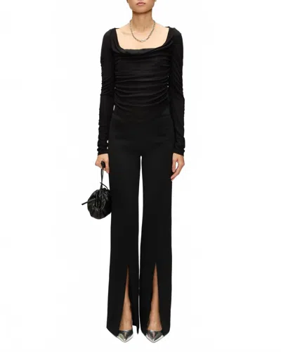 Staud Solana Long Sleeve Top In Black