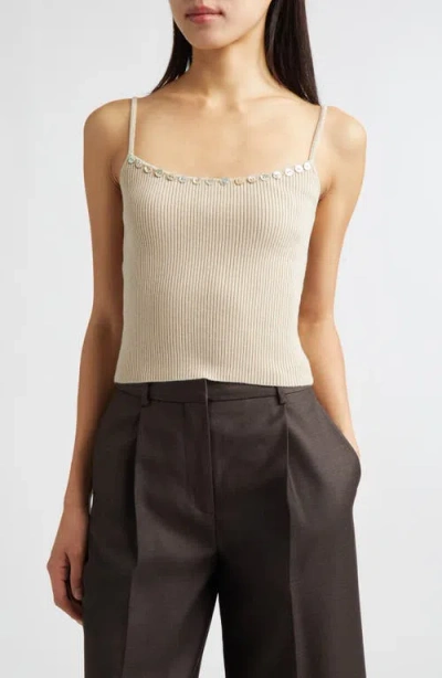 Staud Soleil Wool & Cotton Rib Sweater Tank In Brown