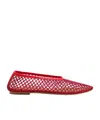 Staud Solid Color Woven Ballet Flats In Red