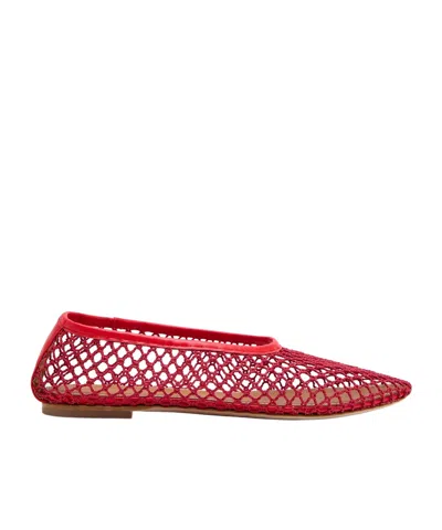 Staud Solid Color Woven Ballet Flats In Red