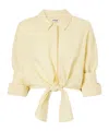 Staud Solid Knotted Linen Shirt In Nude