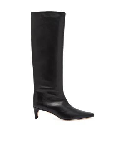 Staud Solid Leather Knee-high Boots In Black