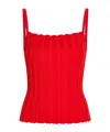 Staud Solid Ribbed-knit Tank In Red