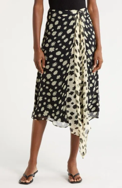 Staud Sonoma Print Drape Chiffon Midi Skirt In Multi
