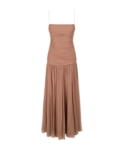 Staud Spaghetti Strap Dress In Brown