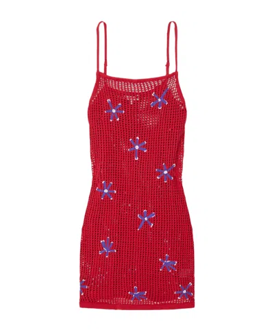 Staud Spaghetti Strap Mini Dress In Red