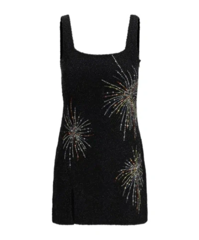 Staud Split Beaded Mini Dress In Black
